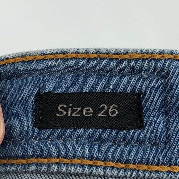 Tailor Made Med-Light Wash High  Rise Lightly Distressed Skinny Barcelona Jeans - Picture 3 of 16